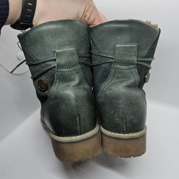 Bulle Collections green suede and leather sherpa lined ankle boots EU 38 - Picture 4 of 10